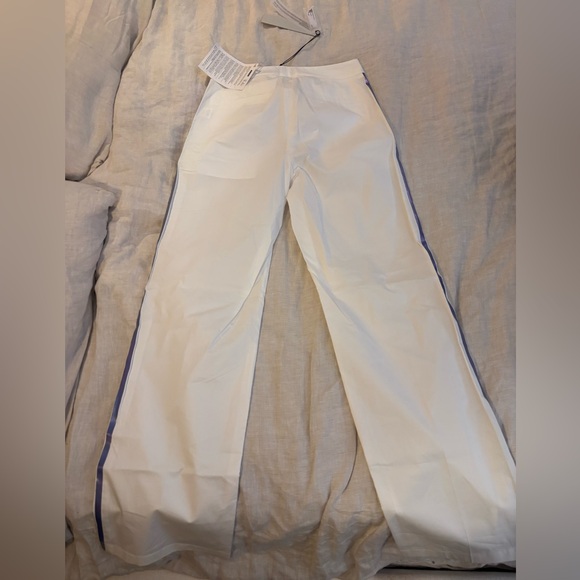 White Pants with Purple Stripes Women's - Picture 8 of 8
